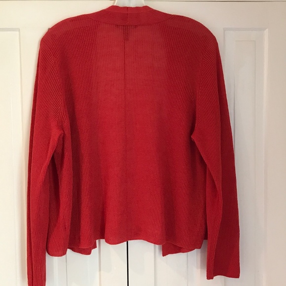 EILEEN FISHER OPEN FRONT CARDIGAN VERMILION - Picture 2 of 5